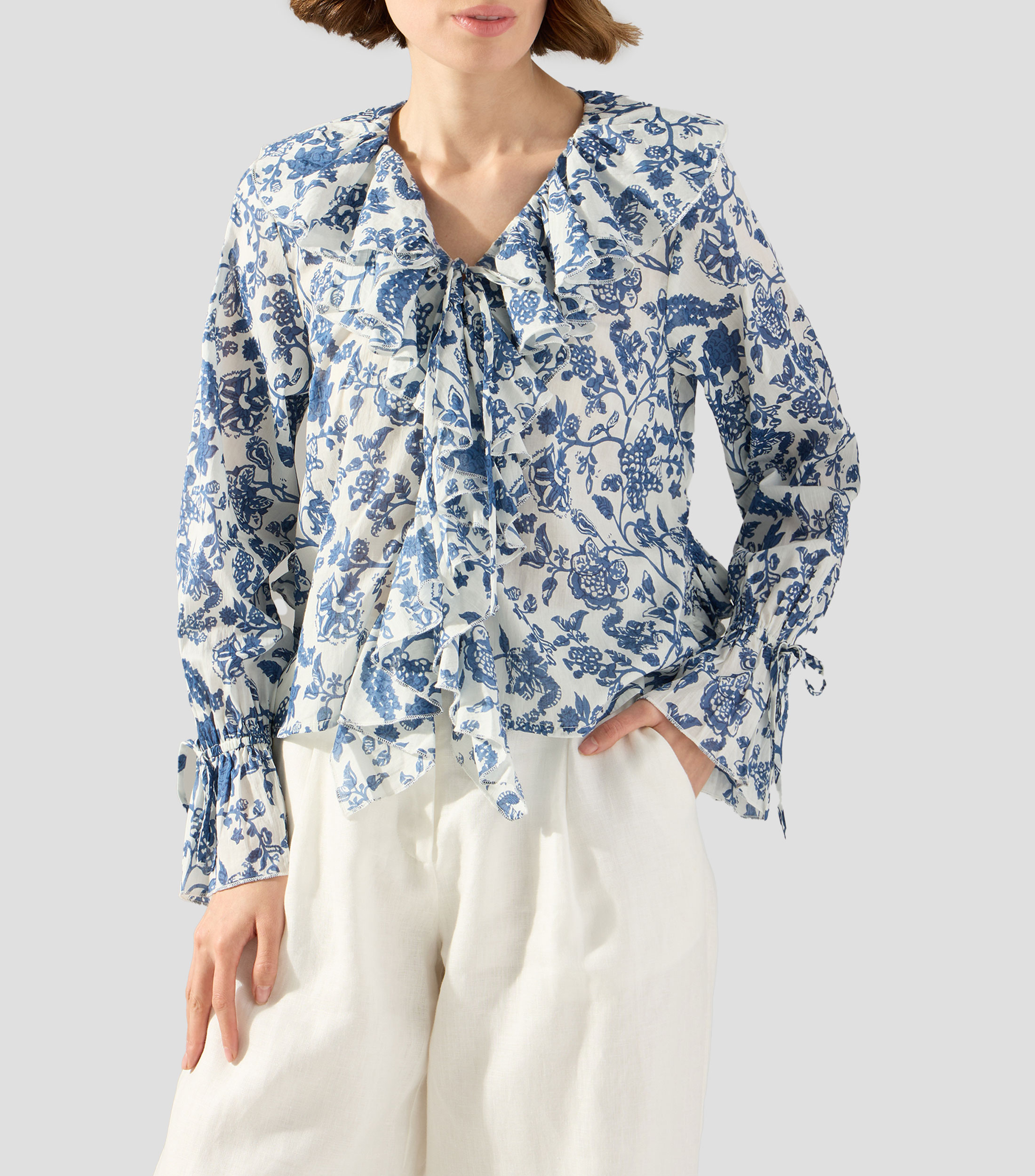 Blusa estampada con manga larga Mujer